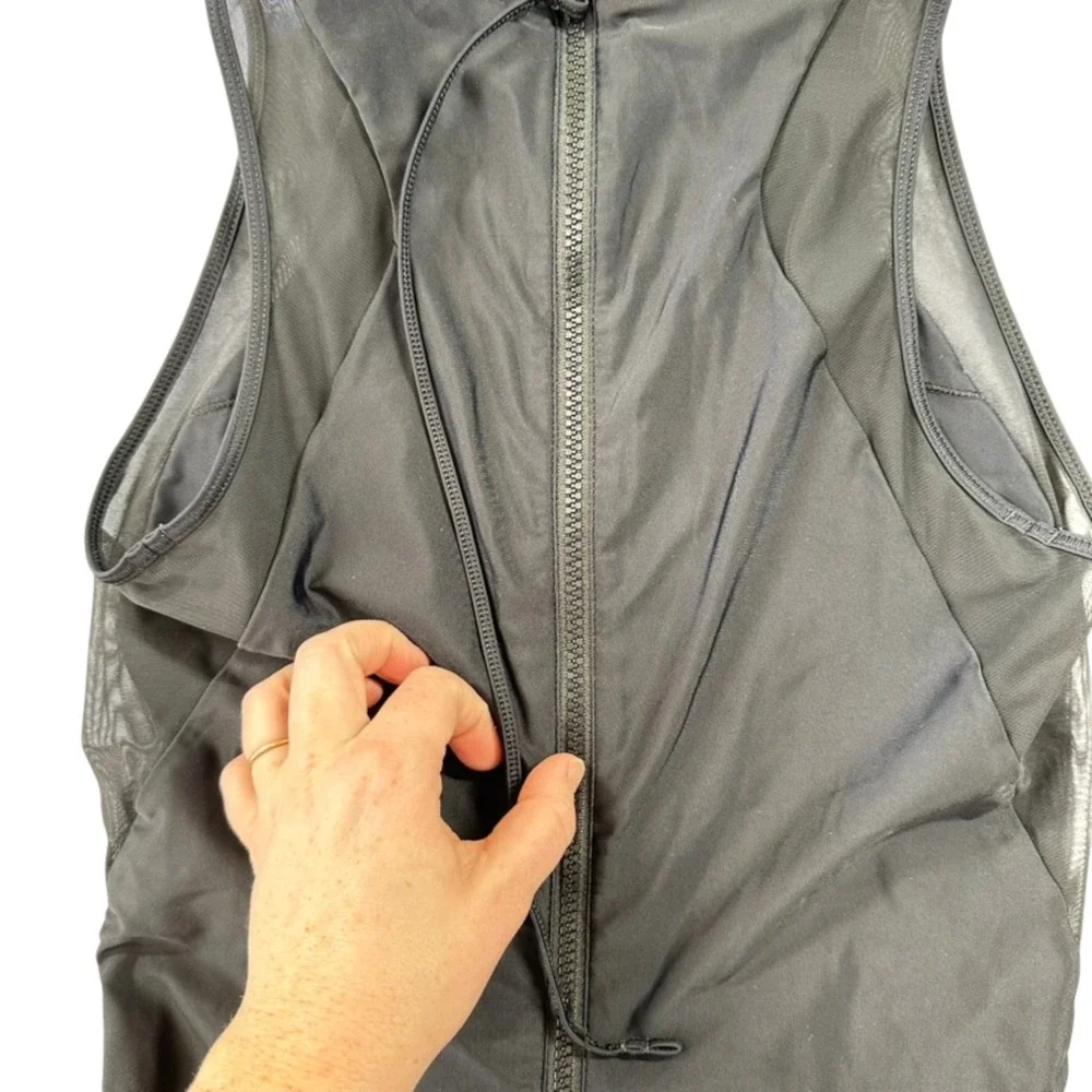 Lululemon Mesh Panel High Neck‎ Swimsuit Black Back Zip Sleeveless Activewear